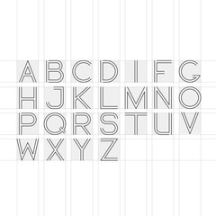 Thin line font. Latin alphabet on white background