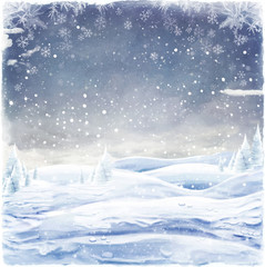 Winter background with snow drifts, computer graphics