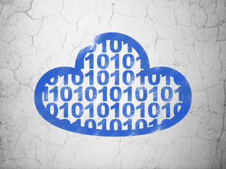Cloud computing concept: Cloud With Code on wall background
