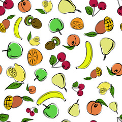Colorful seamless pattern of succulent fruits