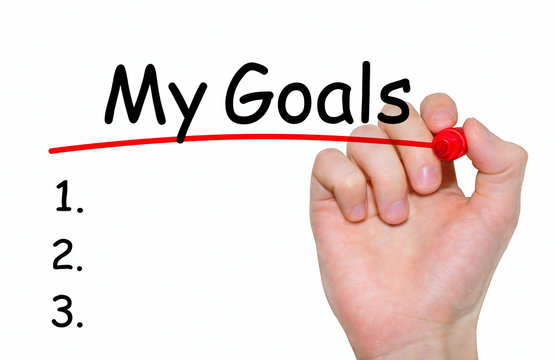 Hand writing inscription "My Goals" with marker, concept