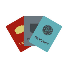 Three passports flat icon