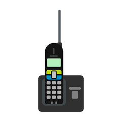 Wireless phone with antenna flat icon 