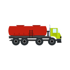 Truck with fuel tank flat icon 