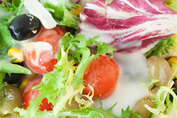 fresh salad with dressing yogurt