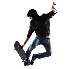Man with skateboard jumping © luismolinero