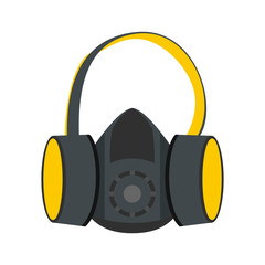 Protective ear muffs and respirator flat icon 