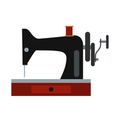 Black old sewing machine flat icon