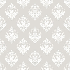 Oriental vector classic beige and white ornament. Seamless abstract background