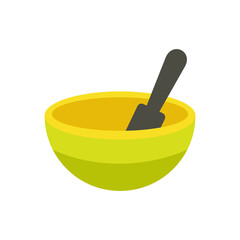 Yellow mortar and pestle flat icon 