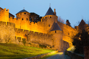 Fototapeta na wymiar castle of Carcassonne in evening