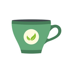 Green tea cup flat icon