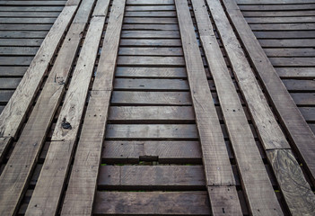 Fototapeta na wymiar Old wooden bridge floor
