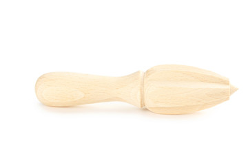 Wooden juicer isolated on white background