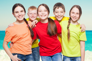 Group children at sea