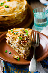 blinis pie with mushroom