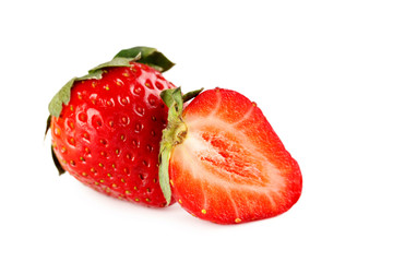 Ripe red strawberry isolated on a white