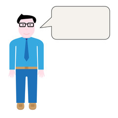 Man with empty information bubble for your edit