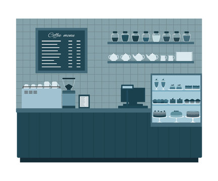 Coffee shop interior .Vector illustration