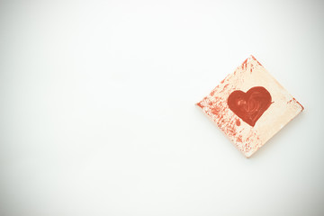 Red & White couple of handmade jewellery earrings, hearts on woo