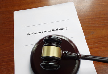 Bankruptcy document and gavel