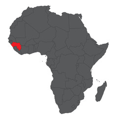 Obraz premium Map of Africa on gray with red Guinea vector