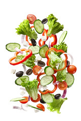 flying salad isolated on white background