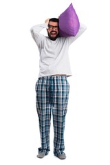 frustrated man in pajamas