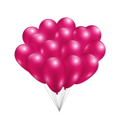 Set of pink shiny balloons. Vector illustration.