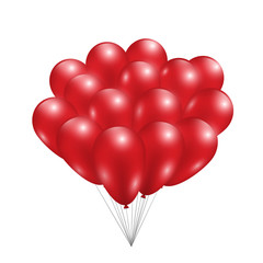 Set of red shiny balloons. Vector illustration.