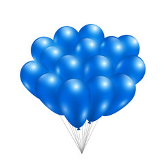 Set of blue shiny balloons. Vector illustration.