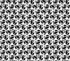 Floral ornament. Seamless abstract background with fine black and white pattern