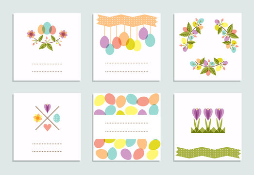 Set of creative Easter pastel cards.