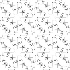 Simple geometric vector pattern - vector lines on white background, black and white