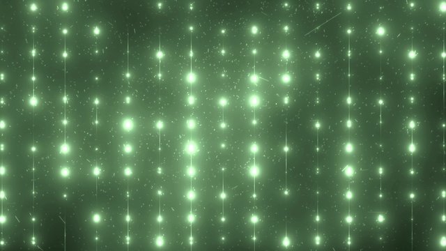 Floodlights green disco background. Abstract motion background, shining lights, energy waves.