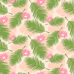  Seamless tropical palm leaves illustration background pattern   © LilaloveDesign