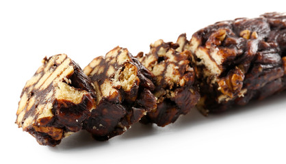 Chocolate salami, isolated on white