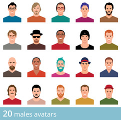 Fototapeta premium Large set of avatars attractive man on a white background vector