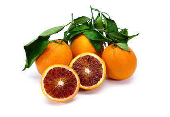 Very tasty and juicy, freshly picked MORO RED Blood Oranges from Sicily with natural leaves,...