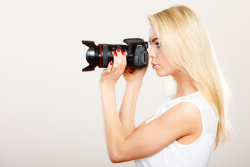 Photographer girl shooting images
