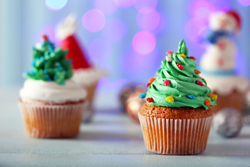 Christmas cupcakes, closeup