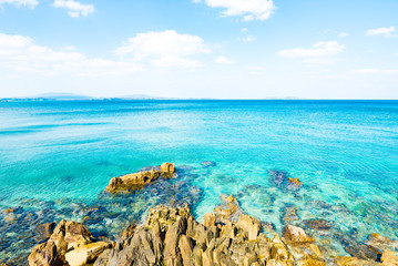 Sea, coast, rock, seascape. Okinawa, Japan, Asia.