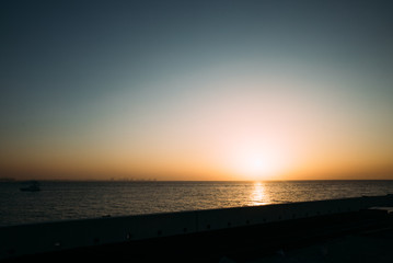 sunset over sea water