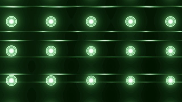 Floodlights green disco background. Abstract motion background, shining lights, energy waves.