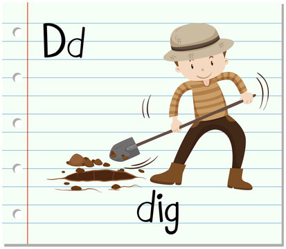 Flashcard letter D is for dig