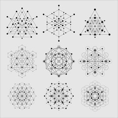 Sacred geometry vector design elements. Alchemy, religion, philosophy, spirituality, hipster symbols and elements. - obrazy, fototapety, plakaty