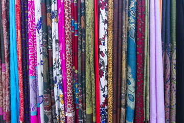 Close up cloths multicolored in the market