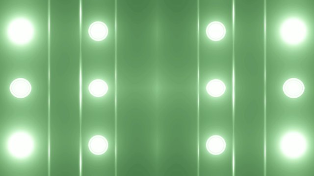 Floodlights green disco background. Abstract motion background, shining lights, energy waves.