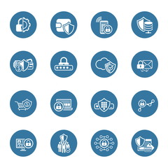 Flat Design Protection and Security Icons Set.