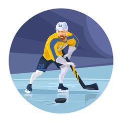 Obraz premium Hockey player. Vector flat illustration